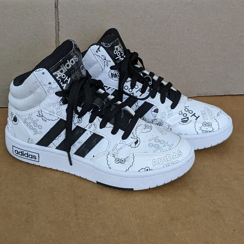 RARE Adidas Hoops 3.0 Mid W Neo Sesame Street  Big Kid Womens 6.5 White . - Picture 2 of 14